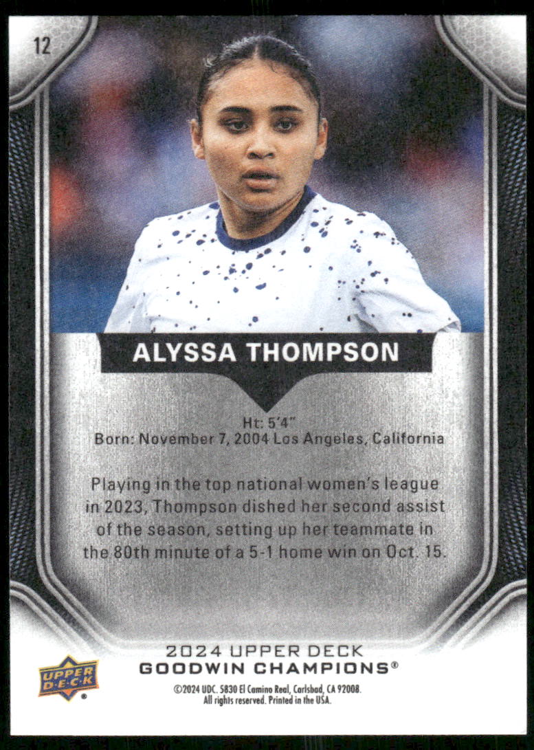 2024 Upper Deck Goodwin Champions Alyssa Thompson #12 Soccer