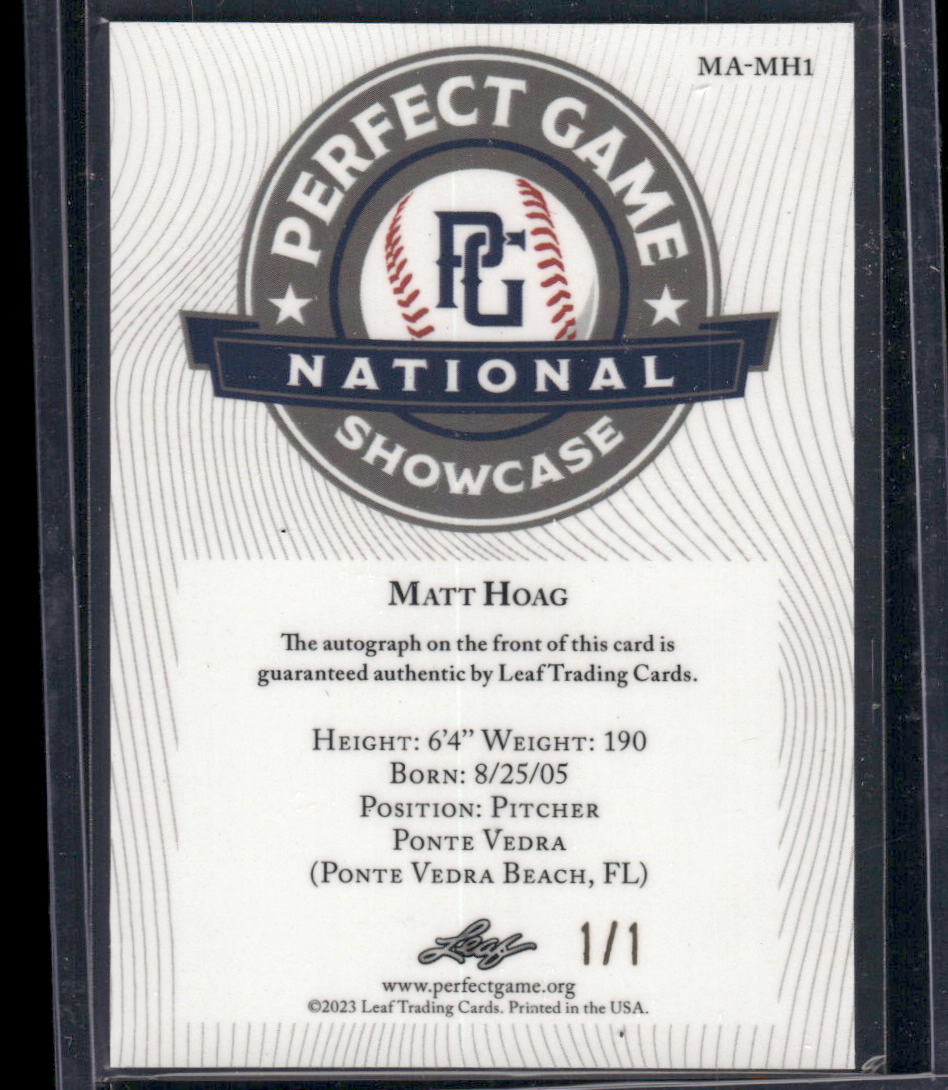 2023 Leaf Metal Perfect Game National Showcase Matt Hoag #MA-MH1 1/1 Autograph
