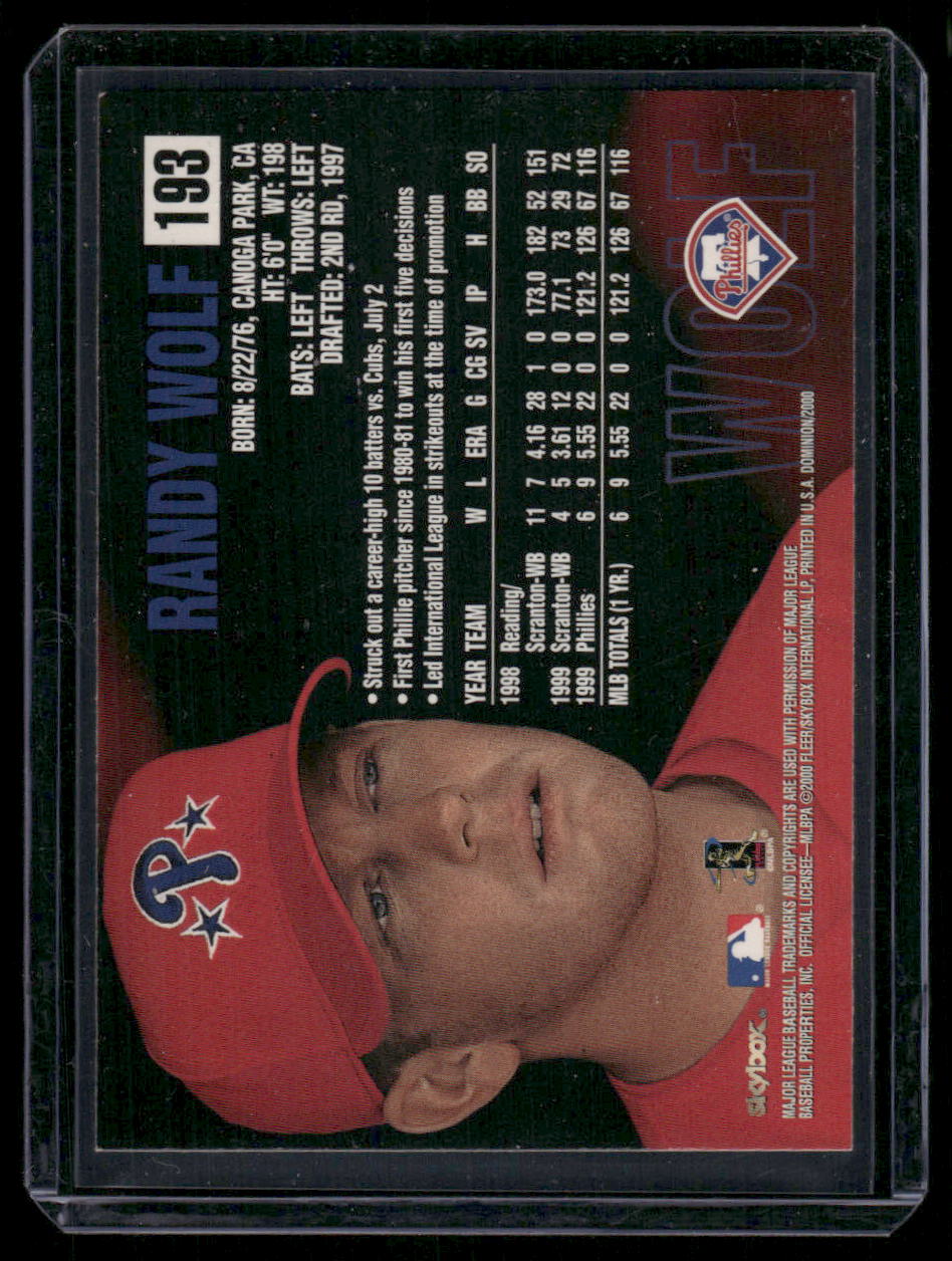 2000 SkyBox Dominion Randy Wolf #193 Baseball