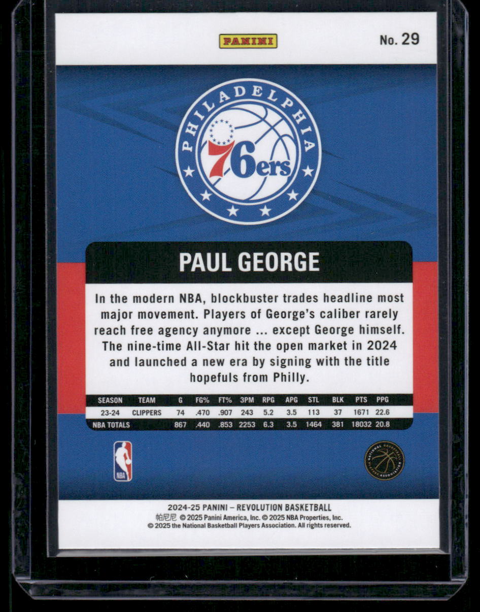 2024-25 Panini Revolution Basketball Paul George #29 Basketball