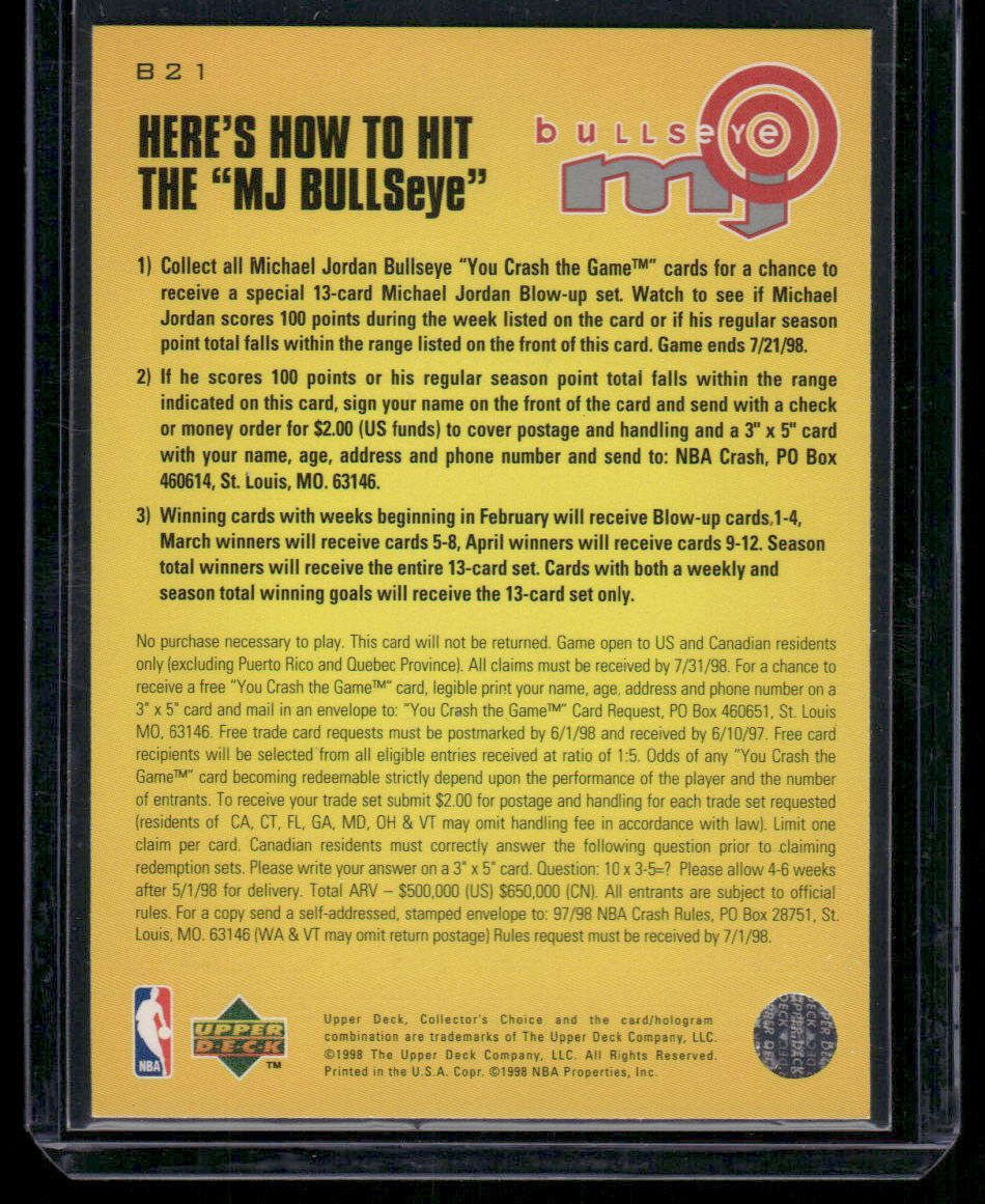 1997-98 Upper Deck Collector's Choice Bullseye Michael Jordan #B21 Basketball