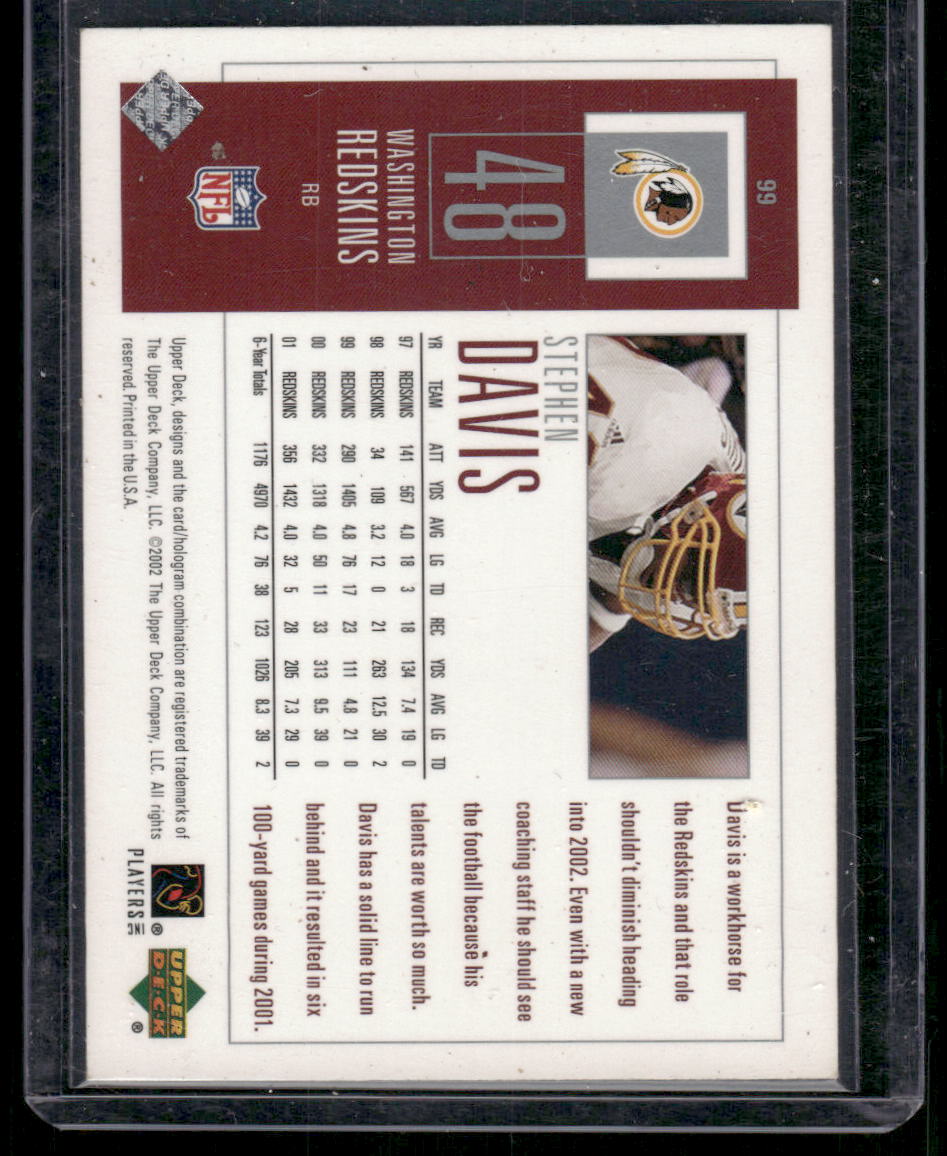 2002 Upper Deck Piece of History Stephen Davis #99 Football