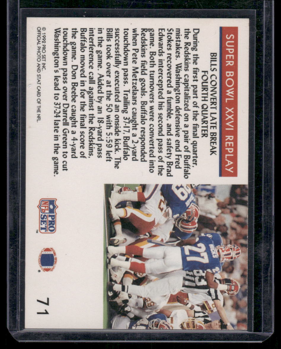 1992 Pro Set Super Bowl XXVI Replay Super Bowl XXVI #71 Football