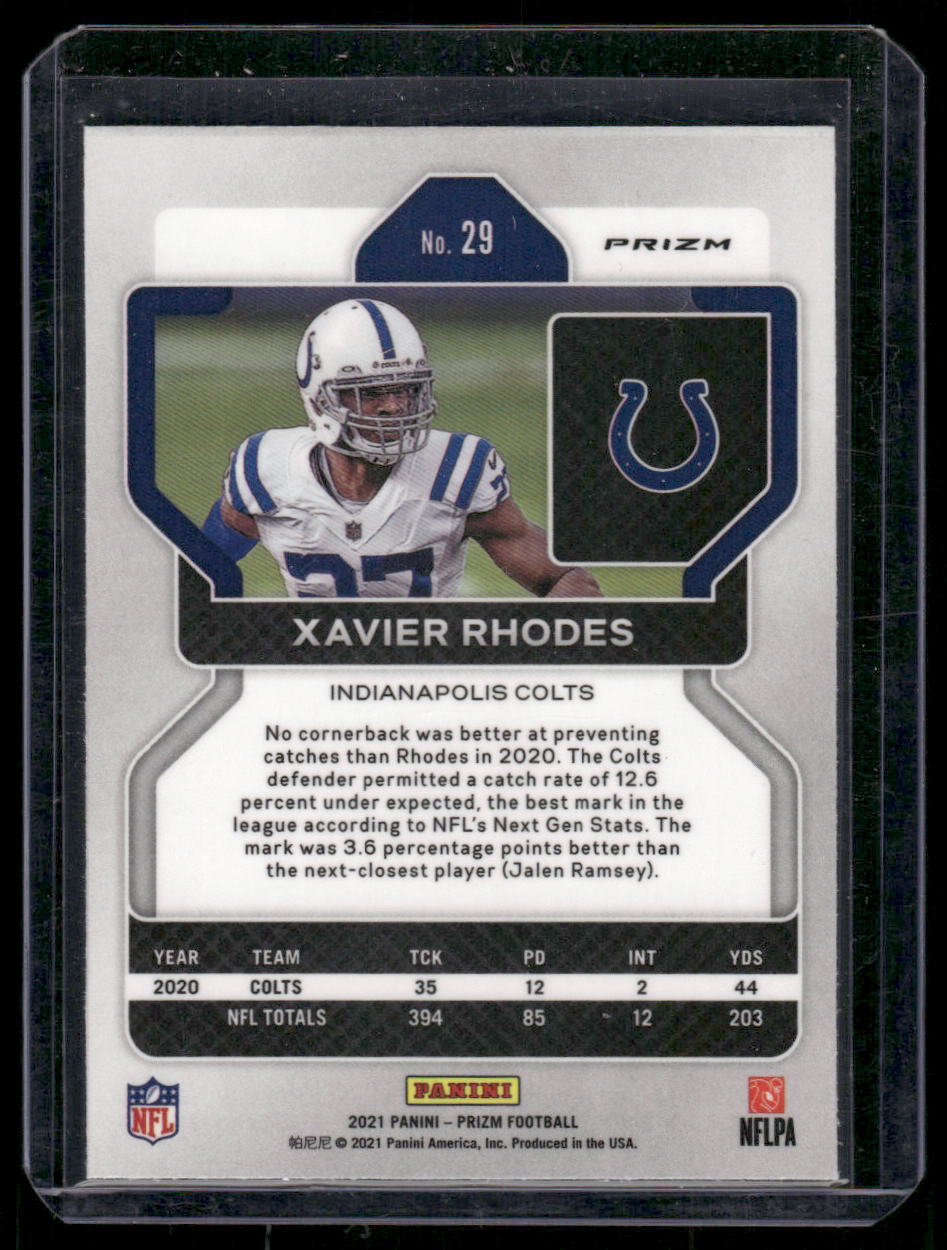 2021 Panini Prizm Football Xavier Rhodes #29 Green Football