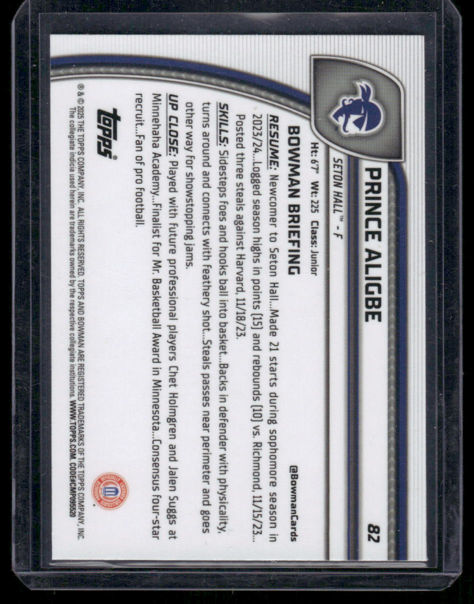 2025 Bowman Chrome Prince Aligbe #82 Logo Refractor Basketball