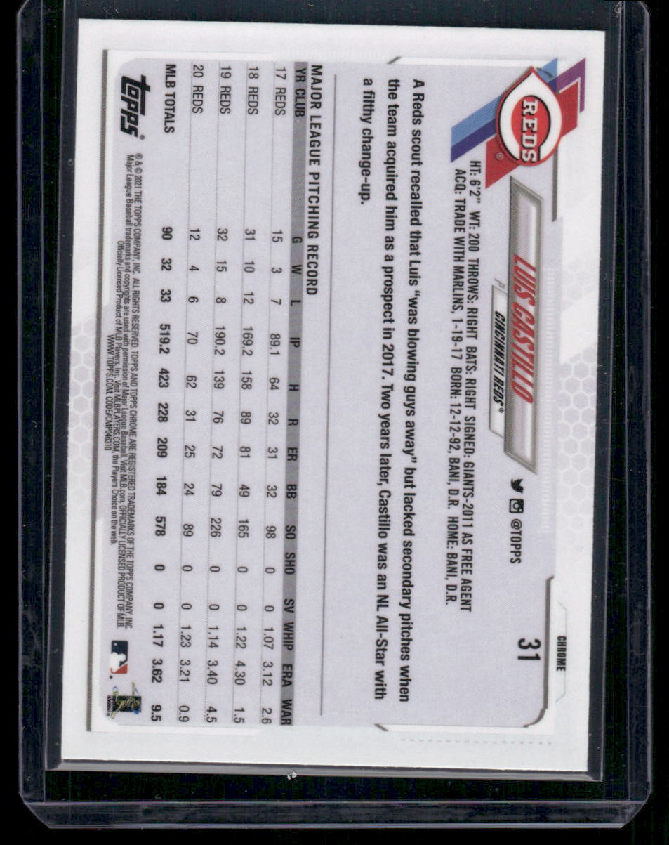 2021 Topps Chrome Luis Castillo #31 Baseball