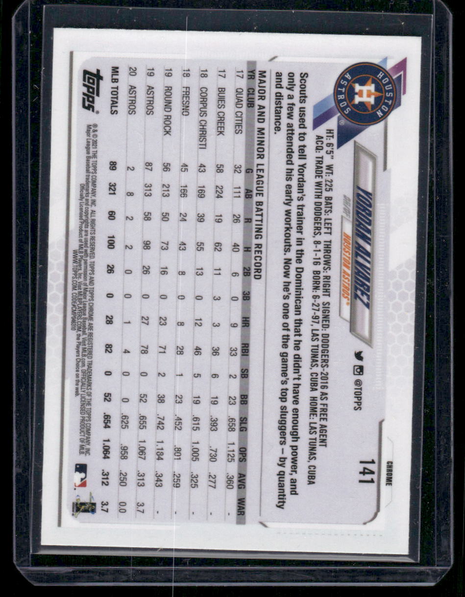 2021 Topps Chrome Yordan Alvarez #141 Baseball