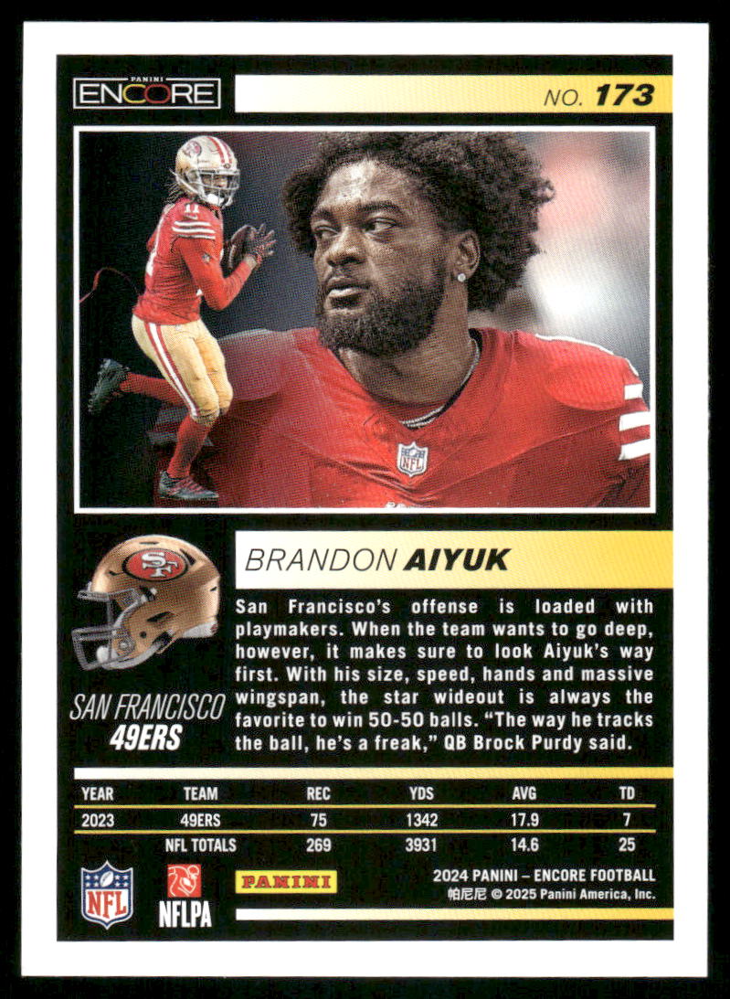 2025 Panini Pinnacle Encore Brandon Aiyuk #173 Football