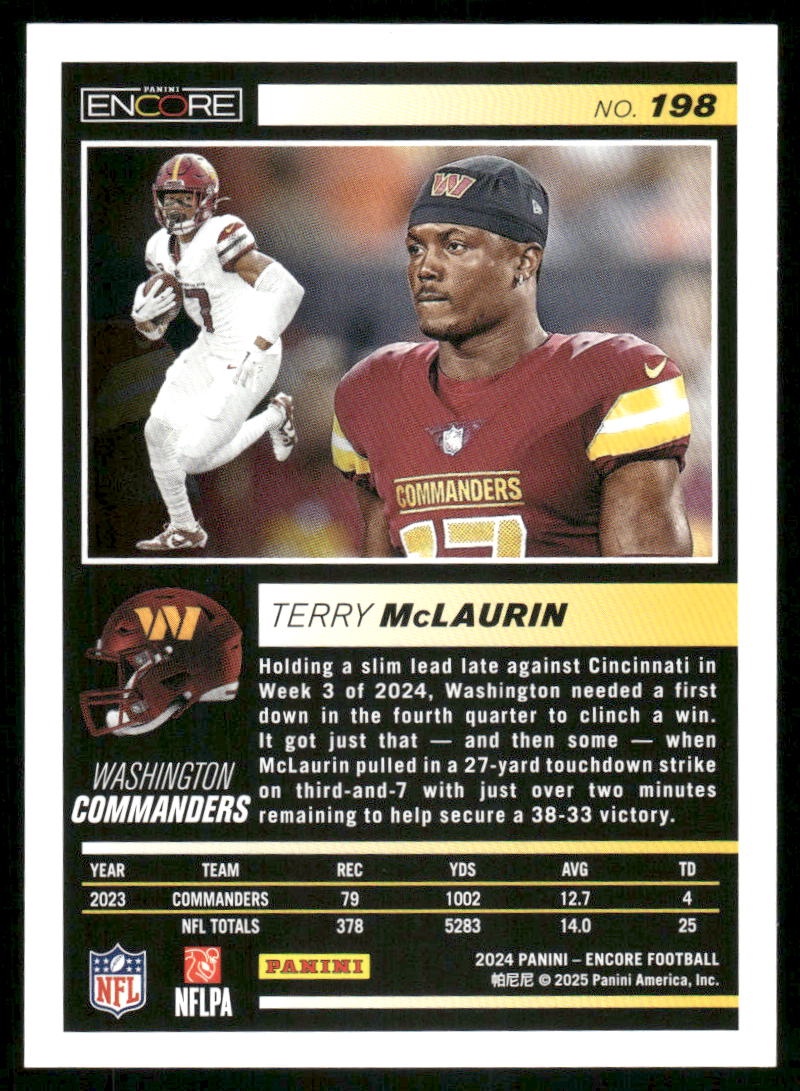 2025 Panini Pinnacle Encore Terry McLaurin #198 Football