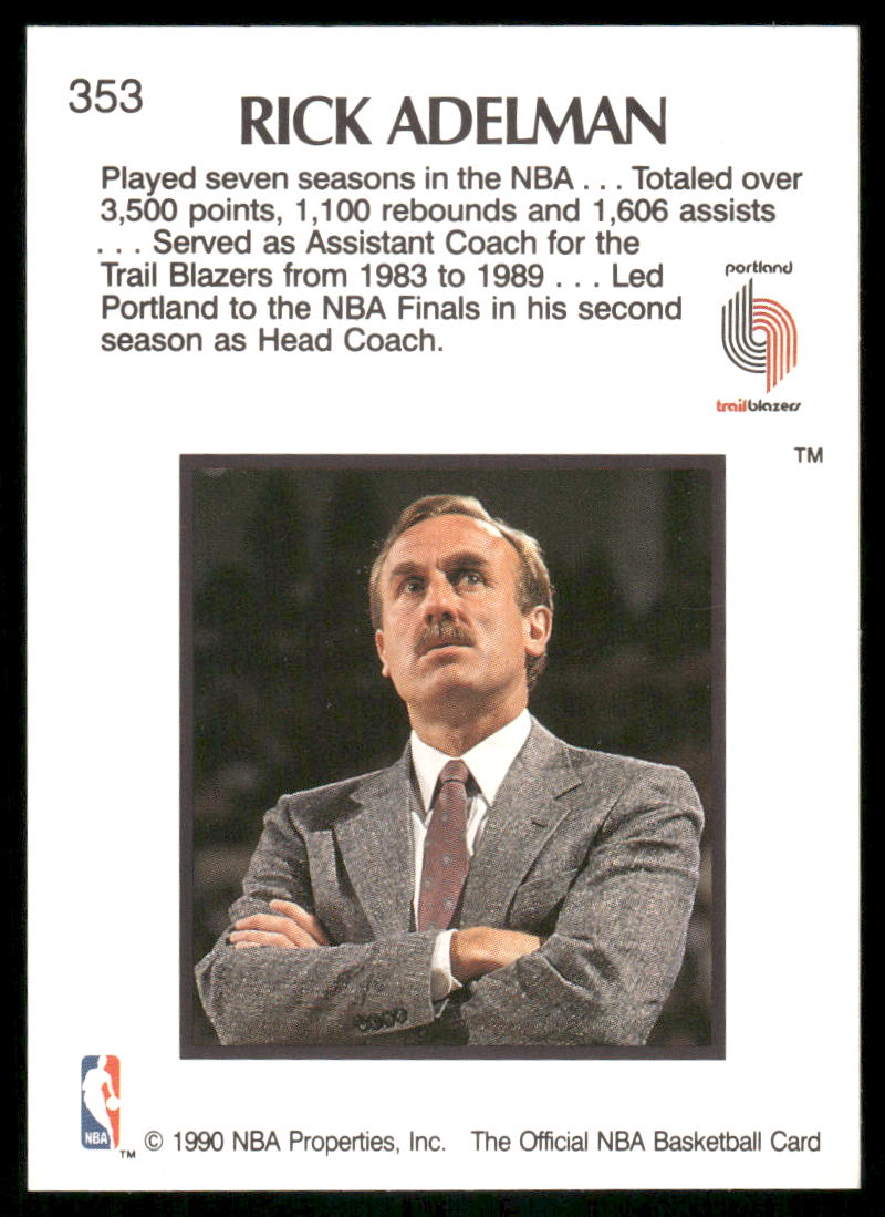 1990 NBA Hoops Rick Adelman #353 Basketball
