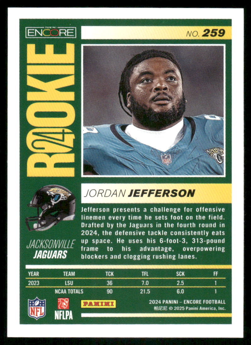 2025 Panini Pinnacle Rookie Jordan Jefferson #259 RC Football