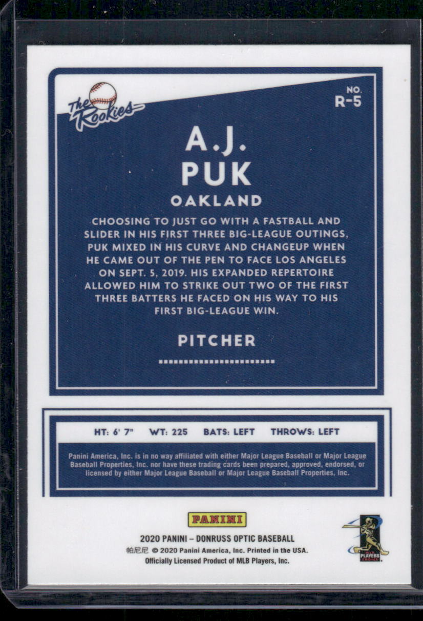 2020 Panini Donruss Optic The Rookies A.J. Puk #R-5 Baseball