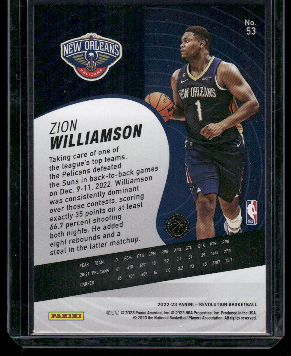 2022-23 Panini Revolution Zion Williamson #53 Groove Basketball