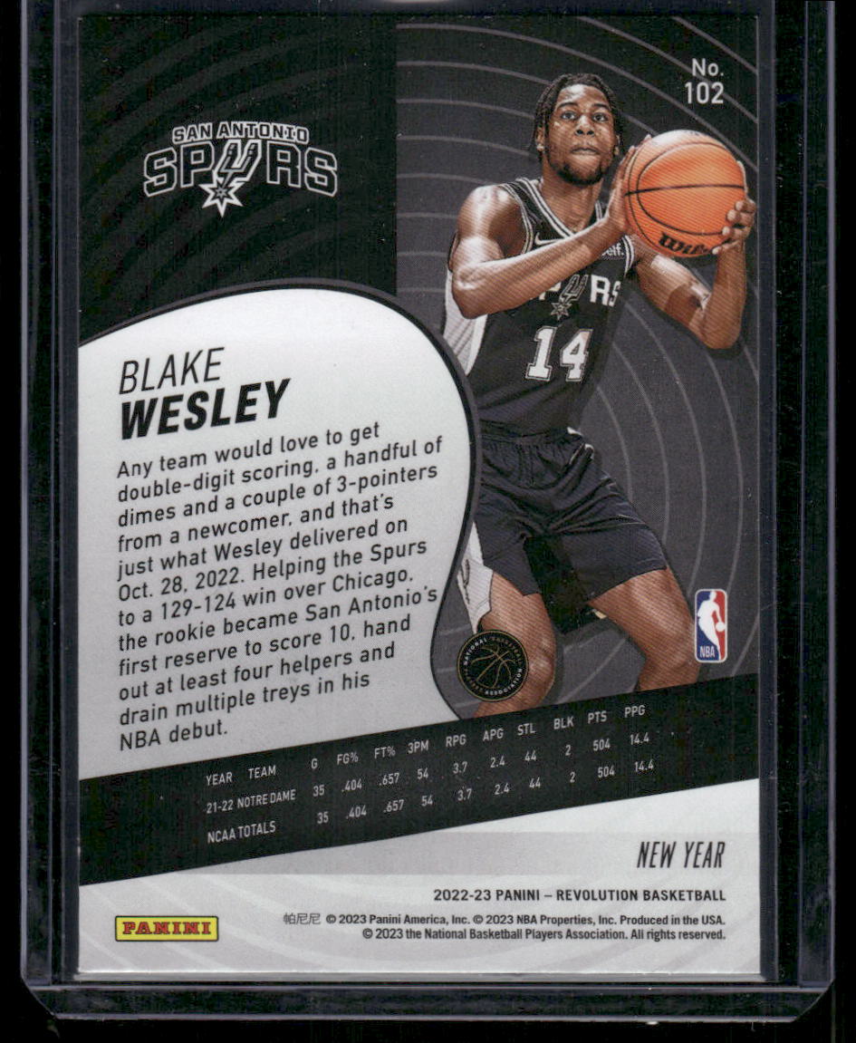 2022-23 Panini Revolution New Year Blake Wesley #102 RC Basketball