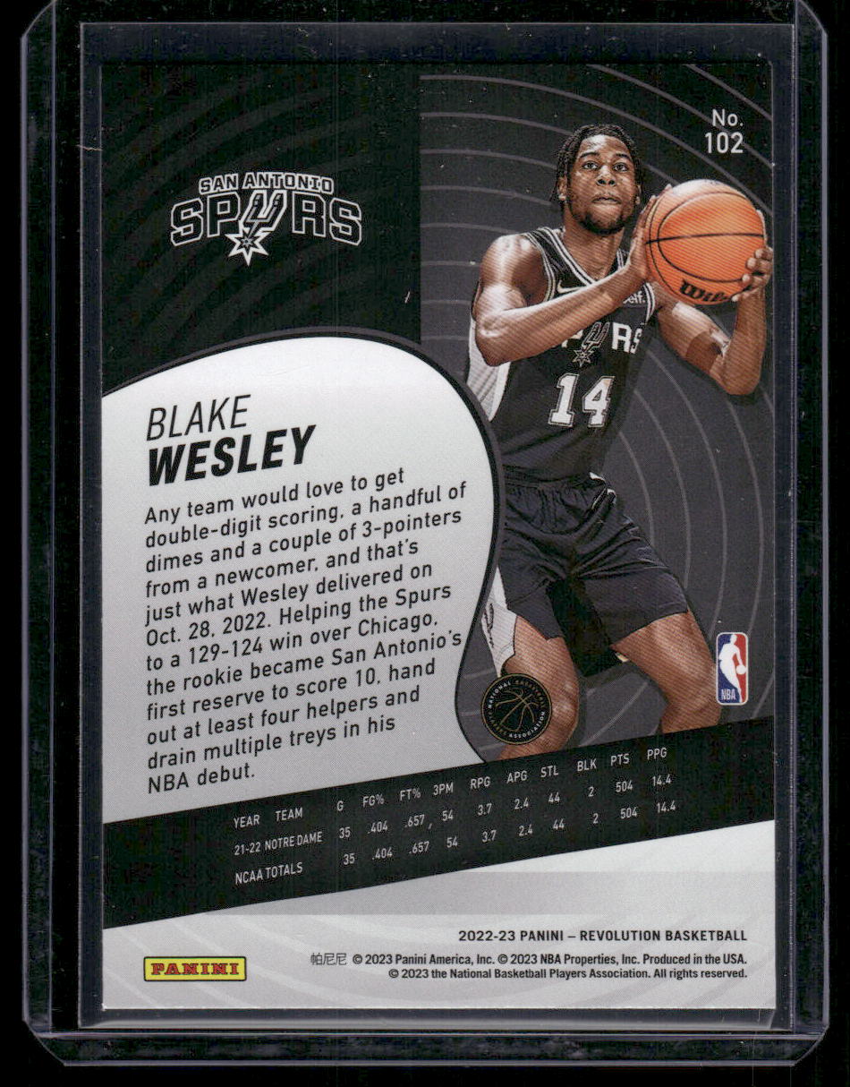 2022-23 Panini Revolution Basketball Blake Wesley #102 RC Basketball