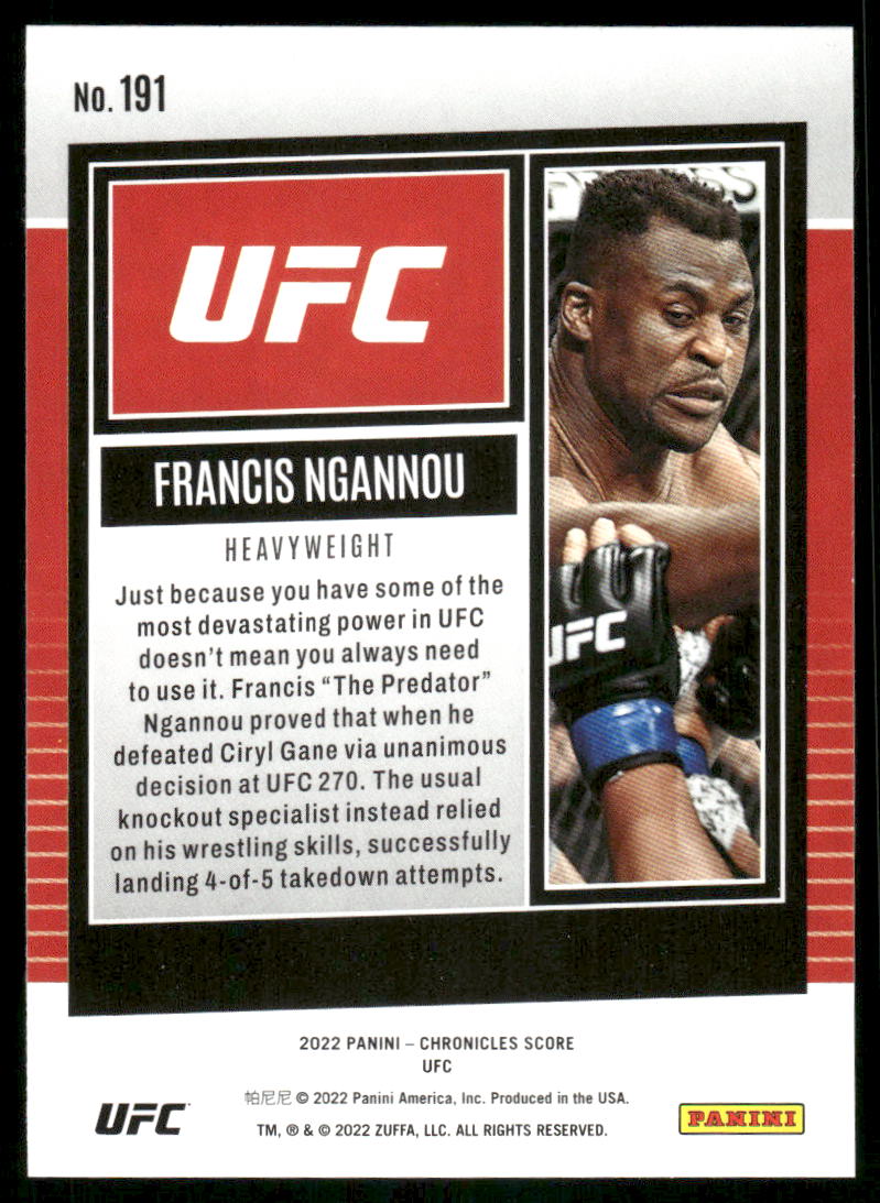 2022 Panini Score UFC Francis Ngannou #191 Mixed Martial Arts (MMA)