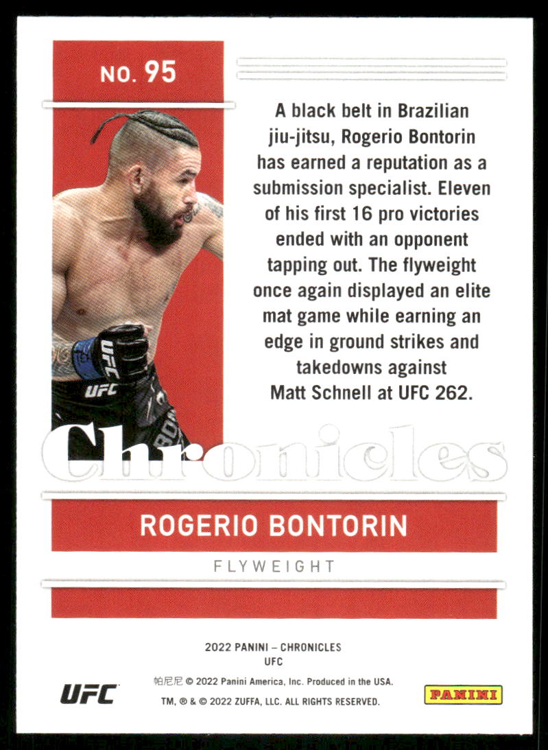 2022 Panini Chronicles UFC Rogerio Bontorin #95 RC Mixed Martial Arts (MMA)