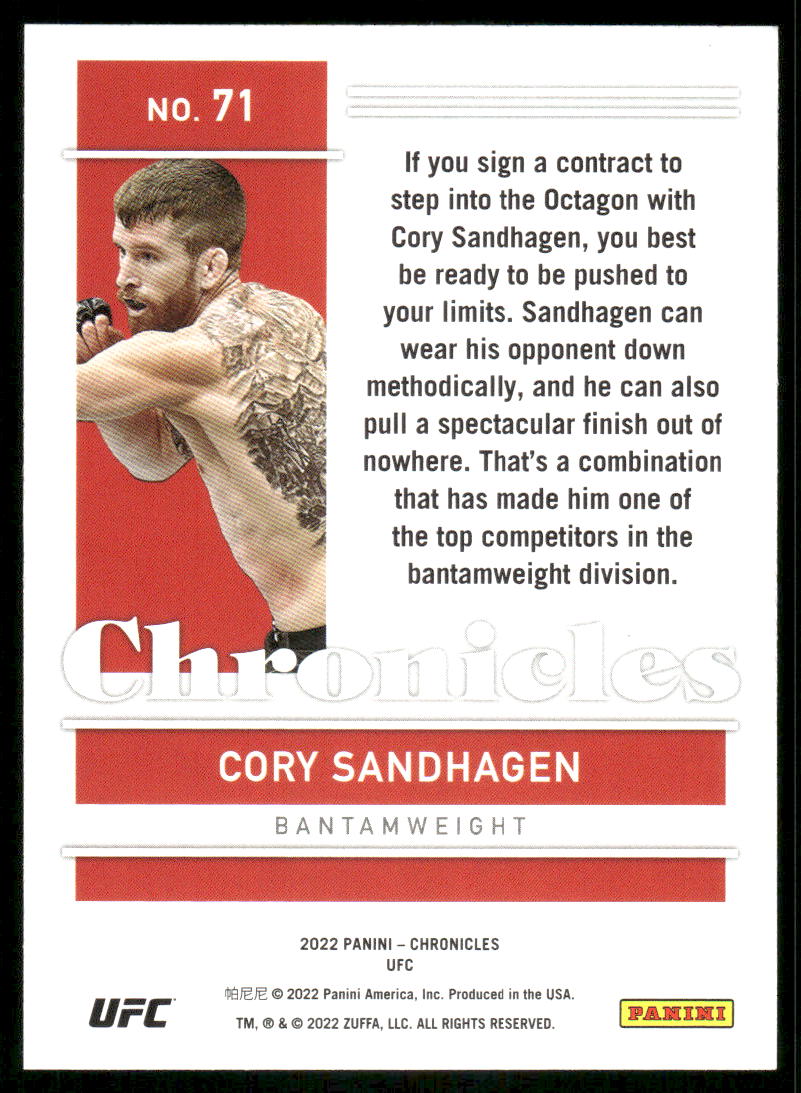 2022 Panini Chronicles Cory Sandhagen #71 MMA