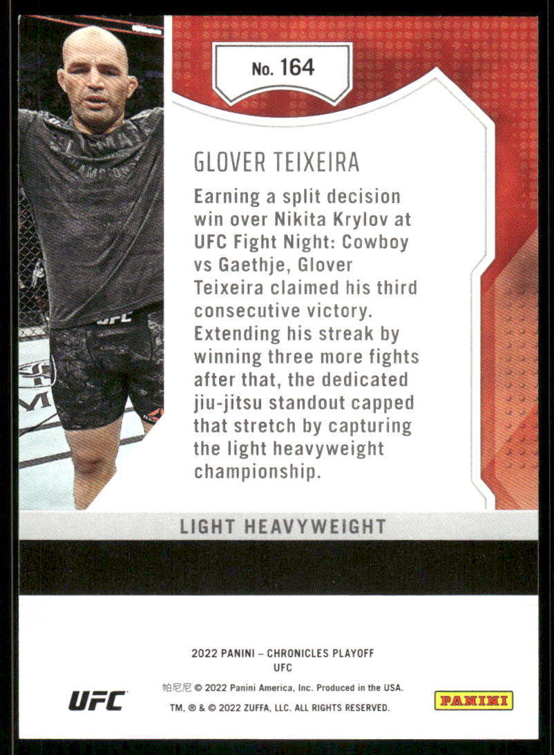 2022 Panini Playoff UFC Glover Teixeira #164 Mixed Martial Arts (MMA)