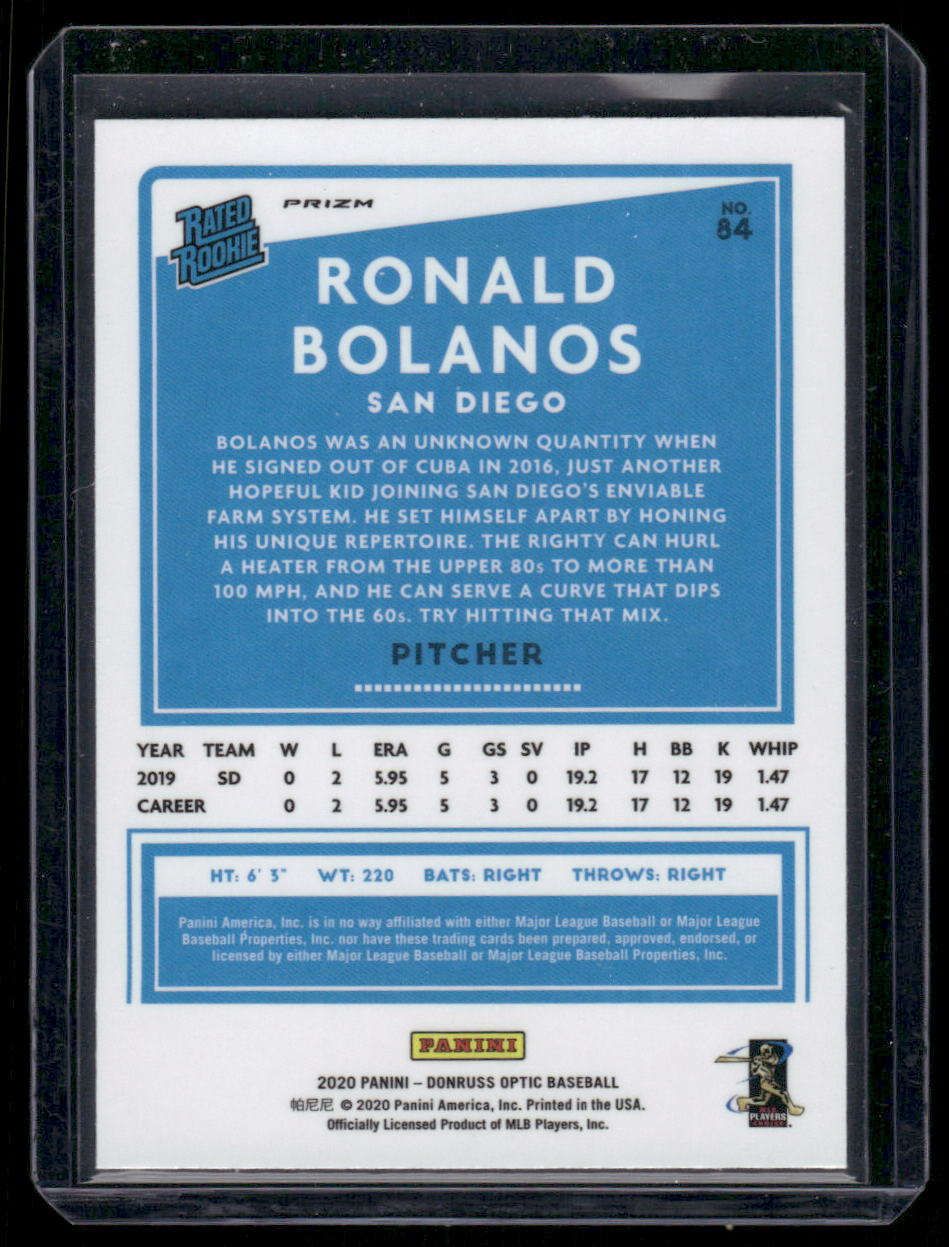 2020 Panini Donruss Optic Ronald Bolanos #84 Prizm Baseball