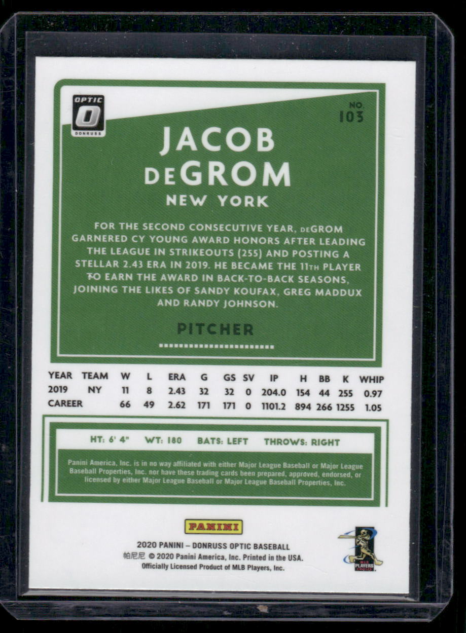 2020 Donruss Optic Jacob deGrom #103 Baseball