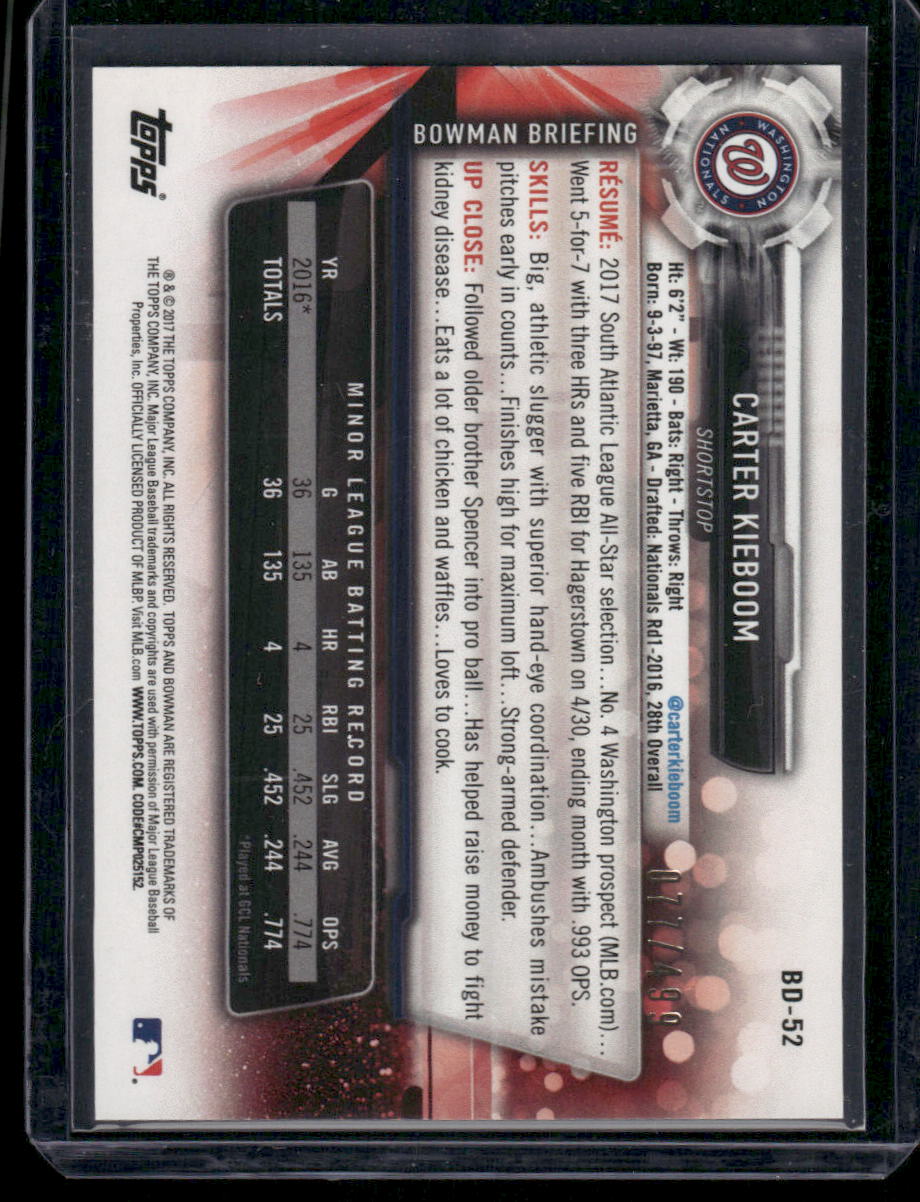 2017 Bowman Carter Kieboom #BD-152 Baseball
