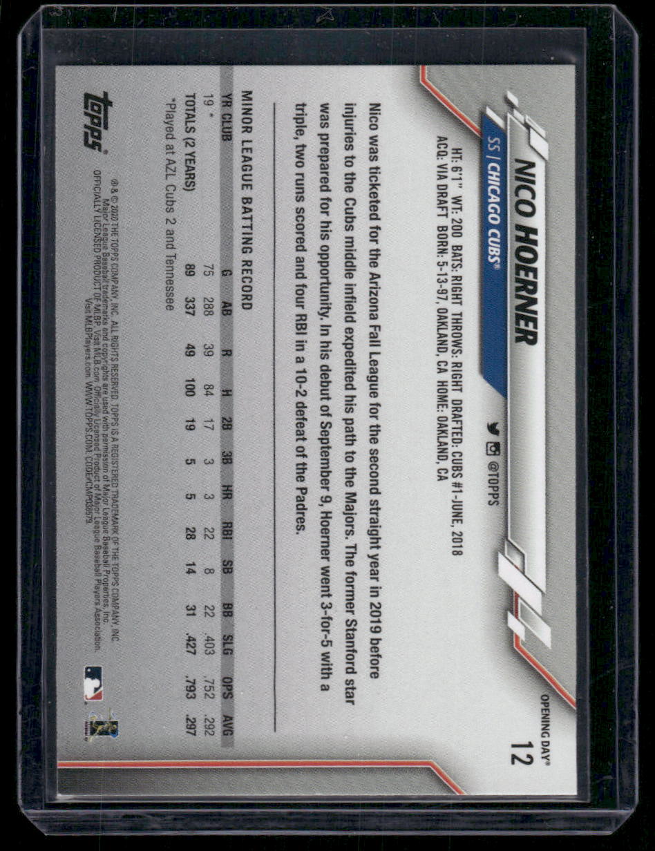 2020 Topps Opening Day Nico Hoerner #12 RC Baseball