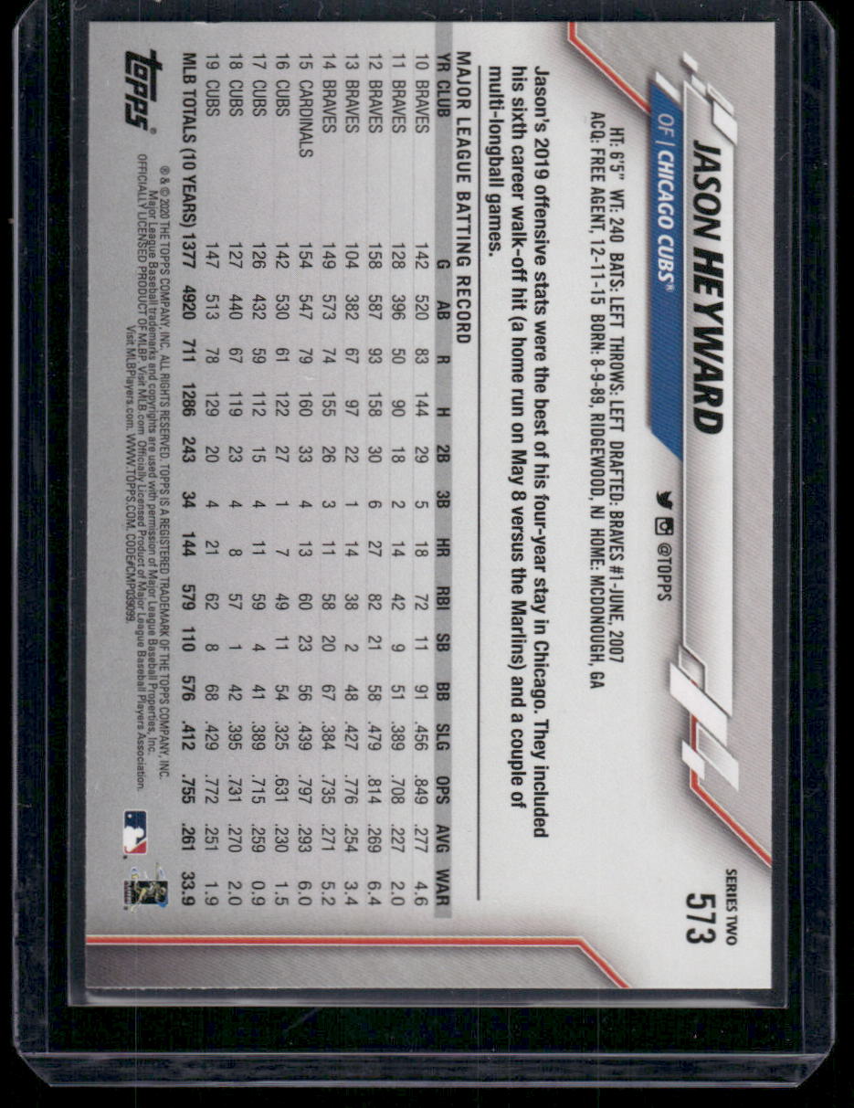 2020 Topps Series Two Jason Heyward #573 / Baseball