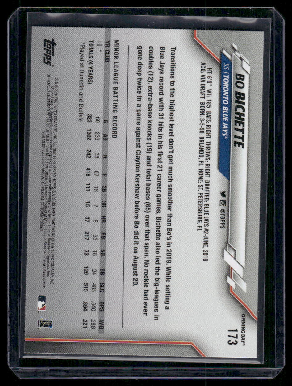 2020 Topps Opening Day Bo Bichette #173 RC Baseball