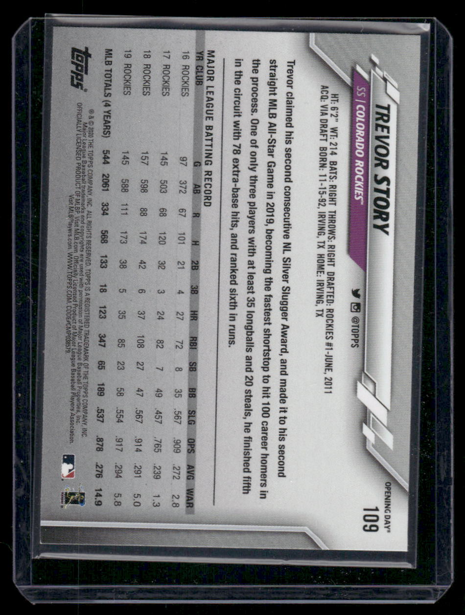 2019 Topps Opening Day Trevor Story #109 Baseball