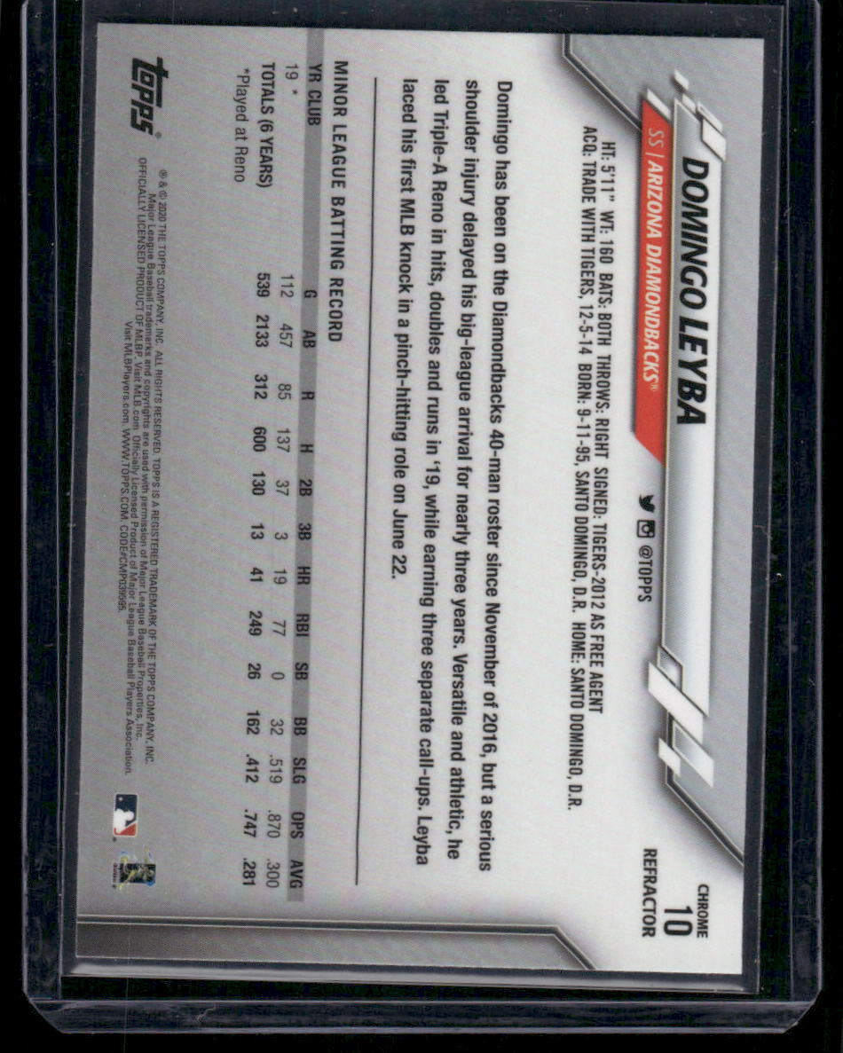 2020 Topps Chrome Domingo Leyba #10 Refractor RC Baseball