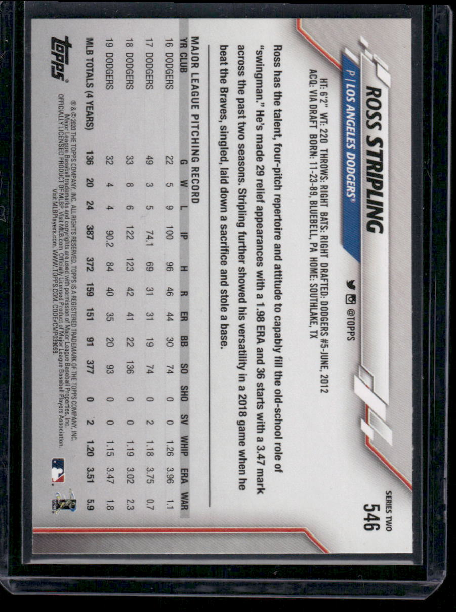 2020 Topps Ross Stripling #546 Baseball