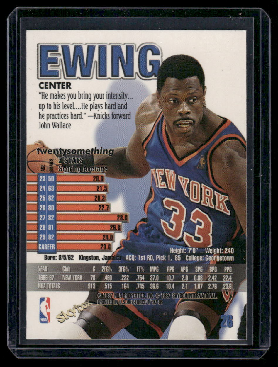 1997-98 SkyBox Z-Force 1995-96 SkyBox Z-Force Patrick Ewing #28 Basketball