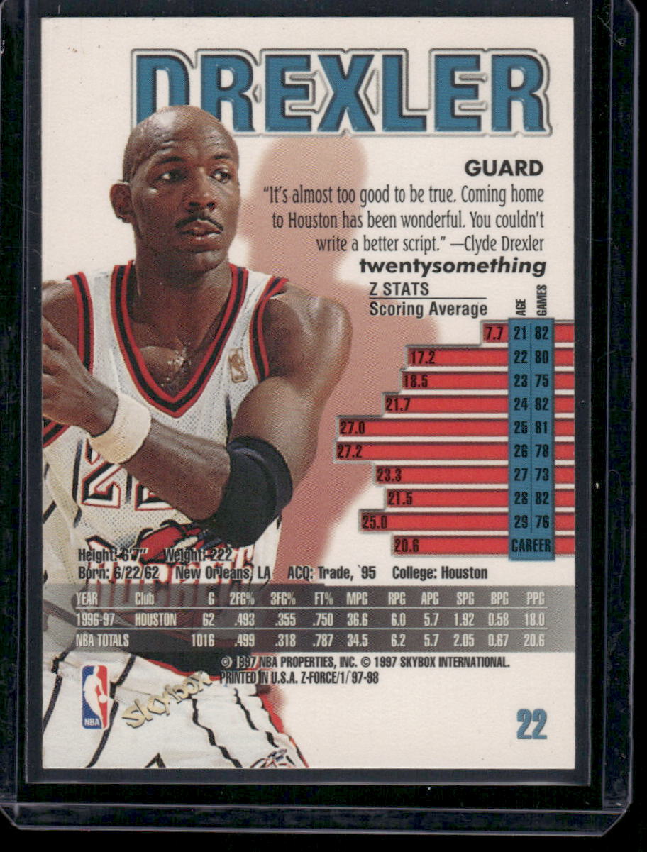 1997-98 Z-Force Clyde Drexler #22 Basketball