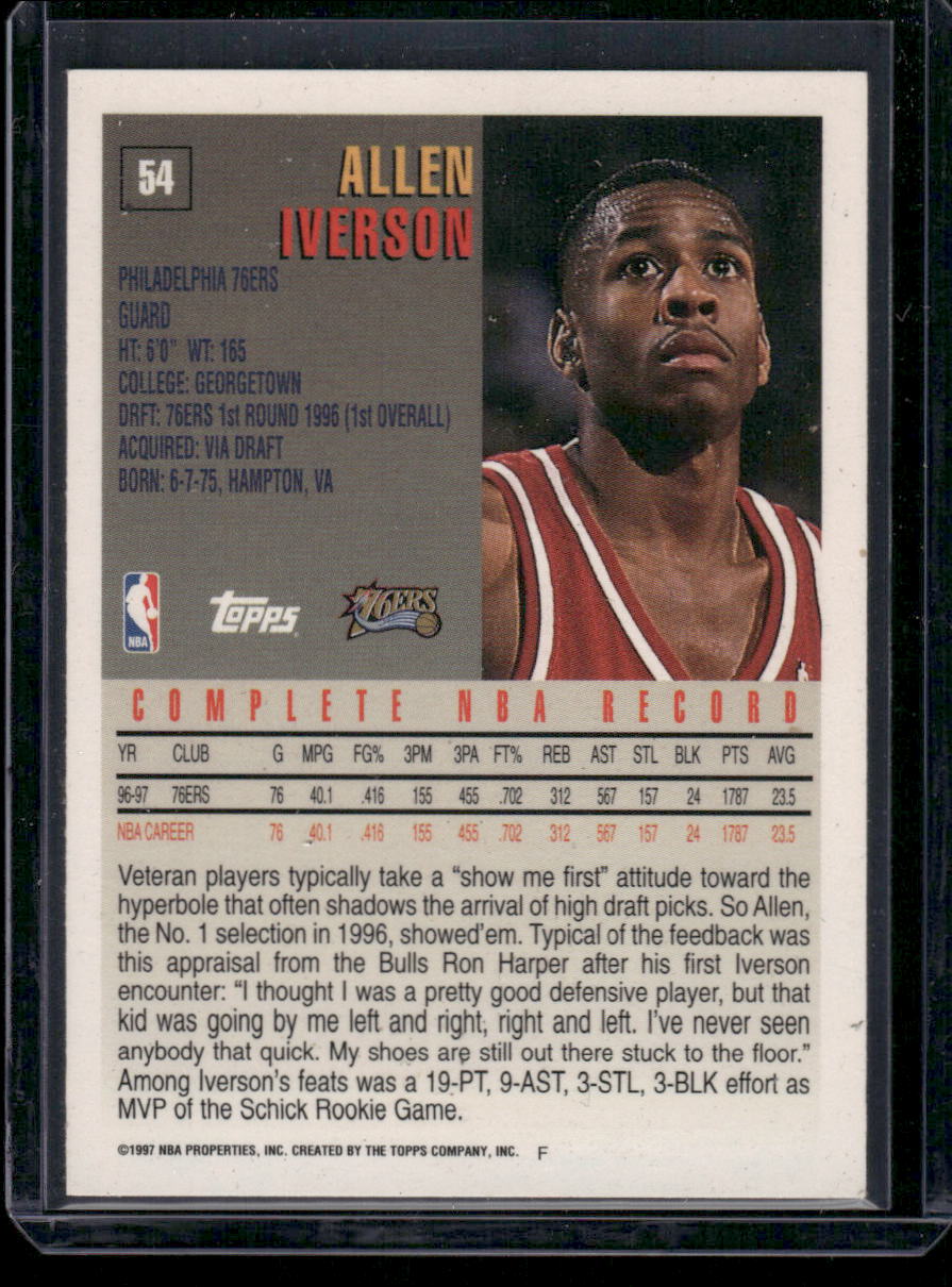 1997 Topps Allen Iverson #54 Basketball