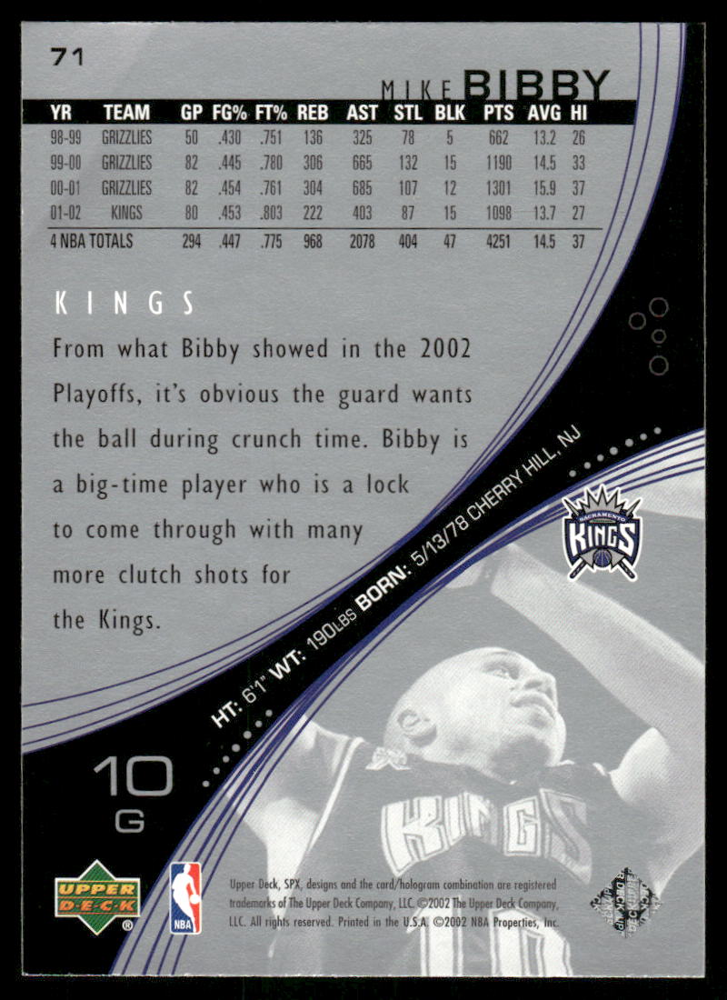 2002-03 Upper Deck Mike Bibby #71 Basketball