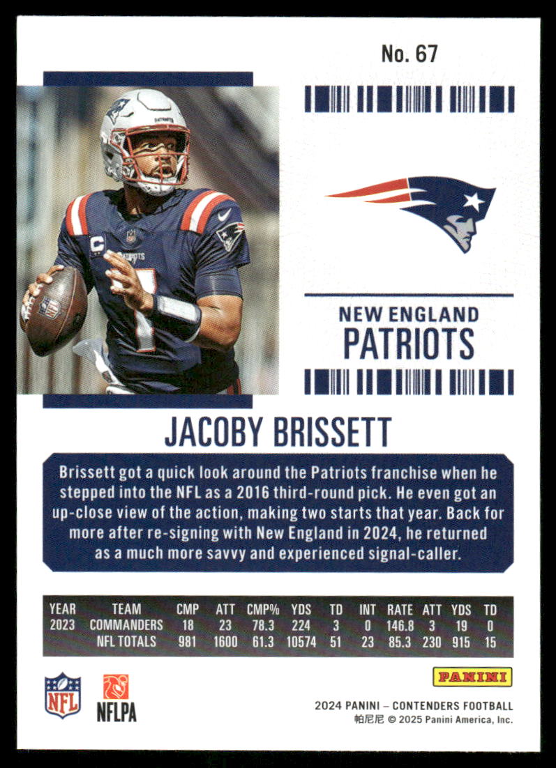 2025 Panini Contenders Football Jacoby Brissett #67 Football
