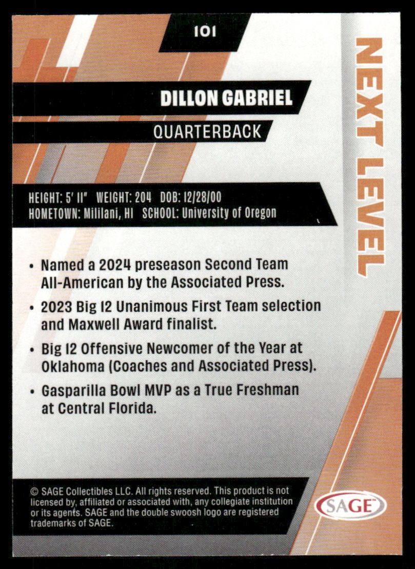 2024 Sage Next Level Dillon Gabriel #101 Football