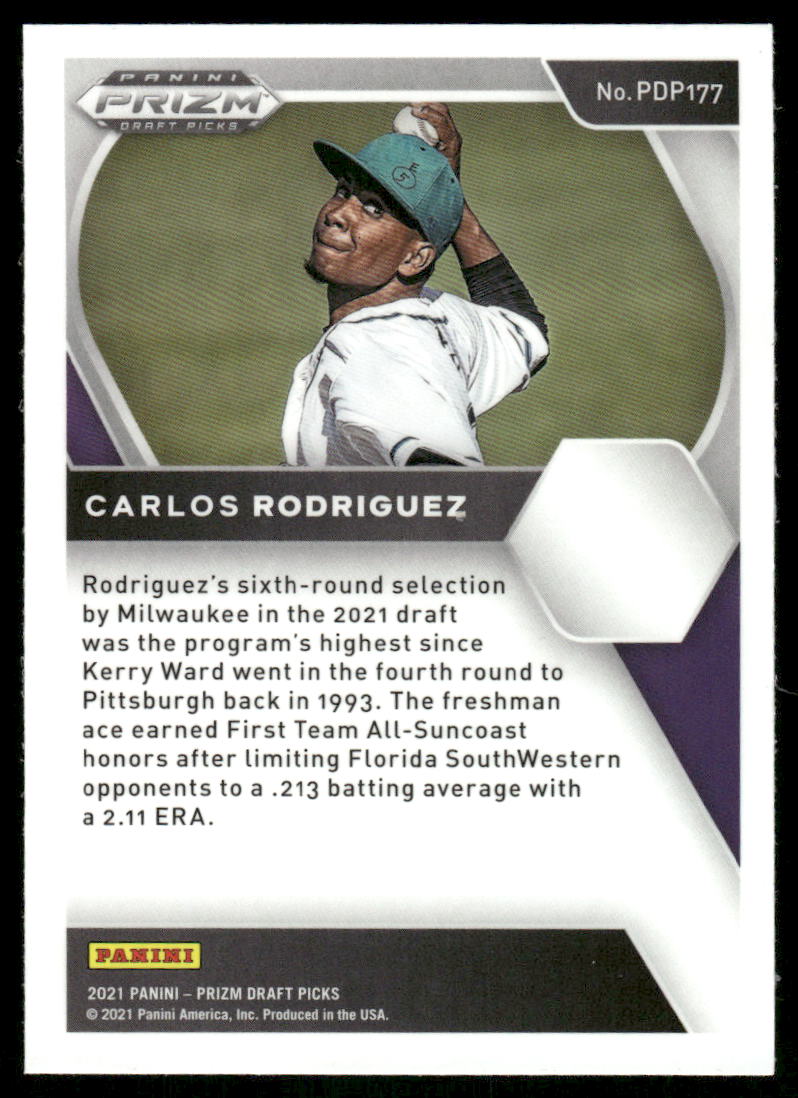 2021 Panini Prizm Draft Picks Carlos Rodriguez #PDP177 Baseball