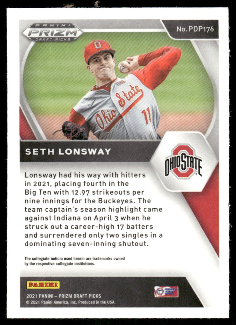 2021 Panini Prizm Draft Picks Seth Lonsway #PDP176 Baseball