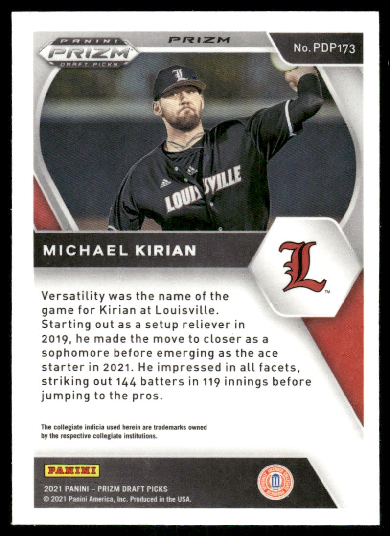 2021 Panini Prizm Draft Picks Michael Kirian #PDP173 Green Baseball