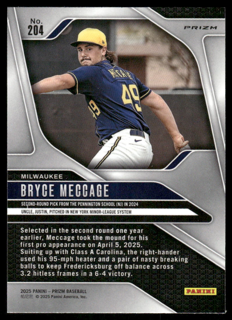 2025 Panini Prizm Baseball Bryce Meccage #204 Blue Baseball