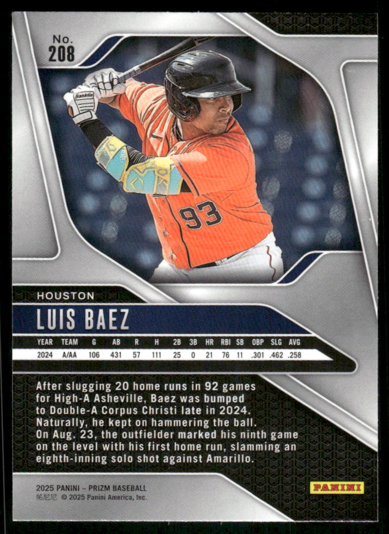 2025 Panini Prizm Baseball Luis Baez #208 Baseball