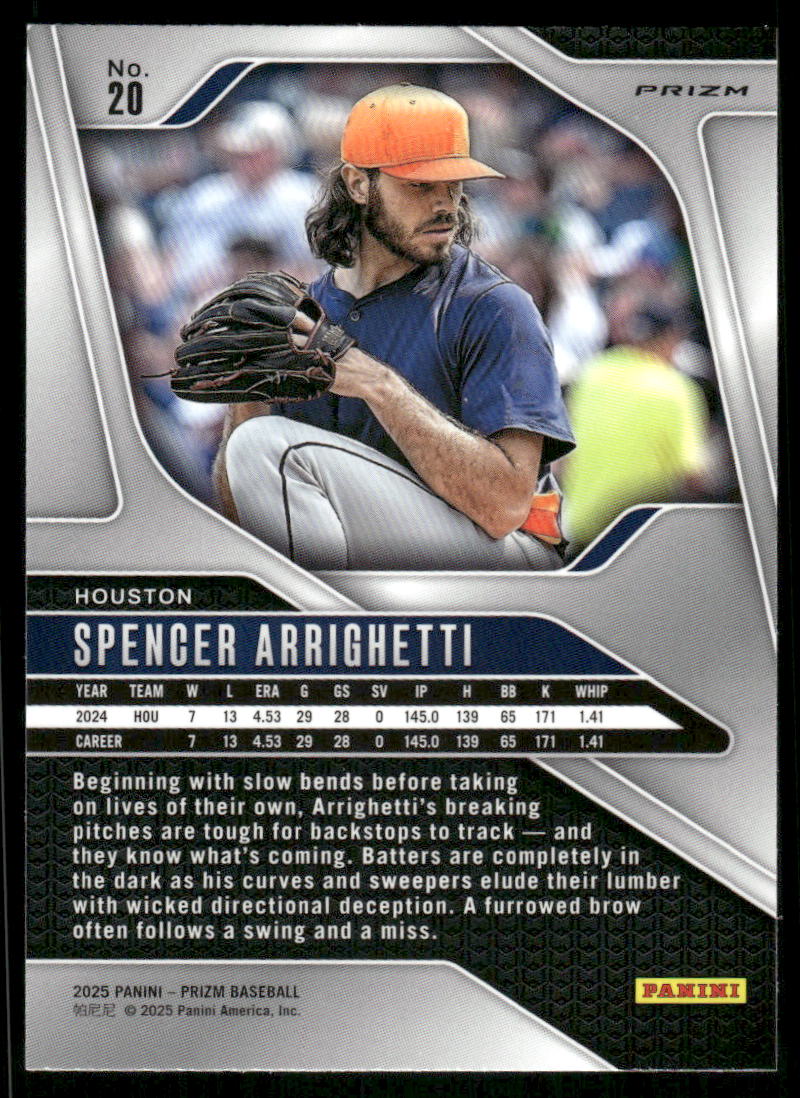 2025 Panini Prizm Baseball Spencer Arrighetti #20 Green Baseball