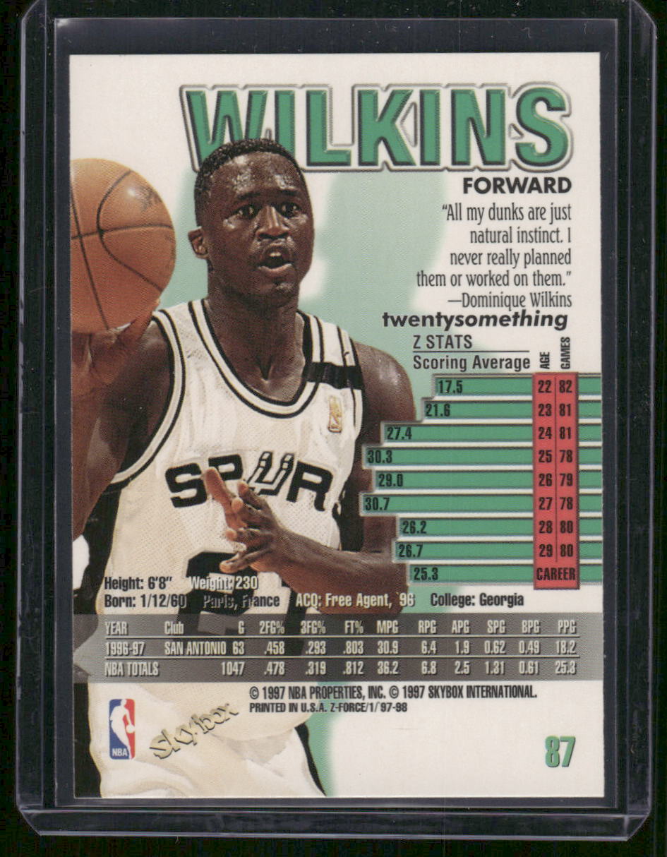 1997-98 SkyBox Premium Dominique Wilkins #87 Basketball