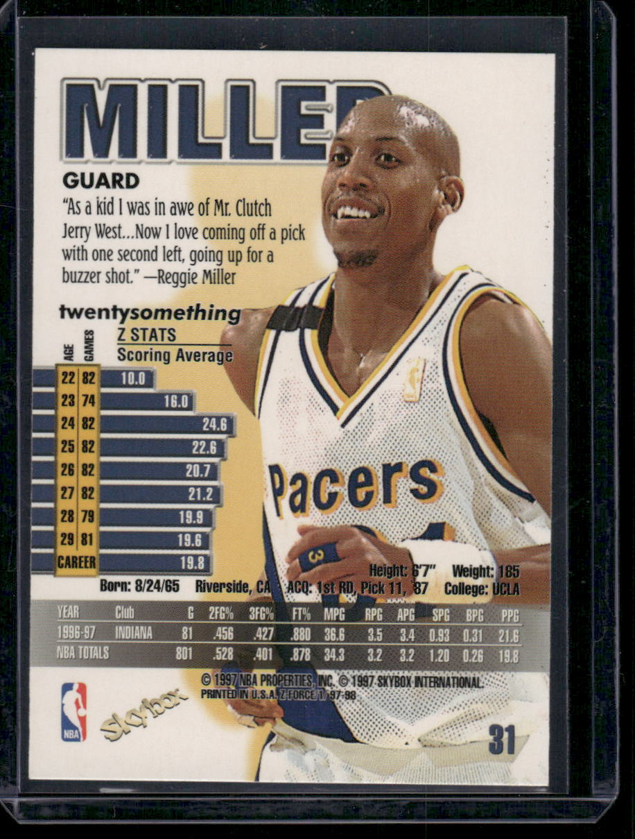 1997-98 SkyBox Z-Force Reggie Miller #31 Basketball