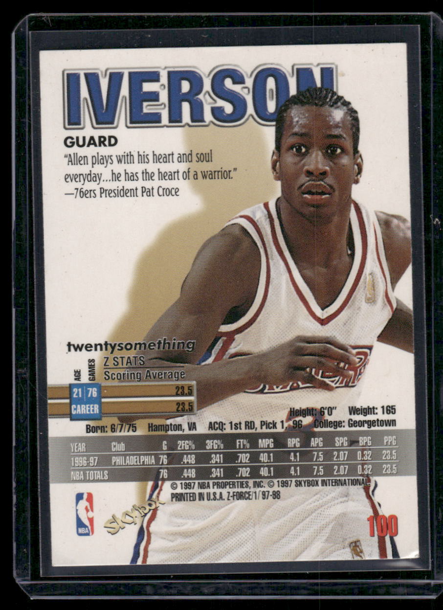 1997-98 Z-Force Allen Iverson #100 Basketball