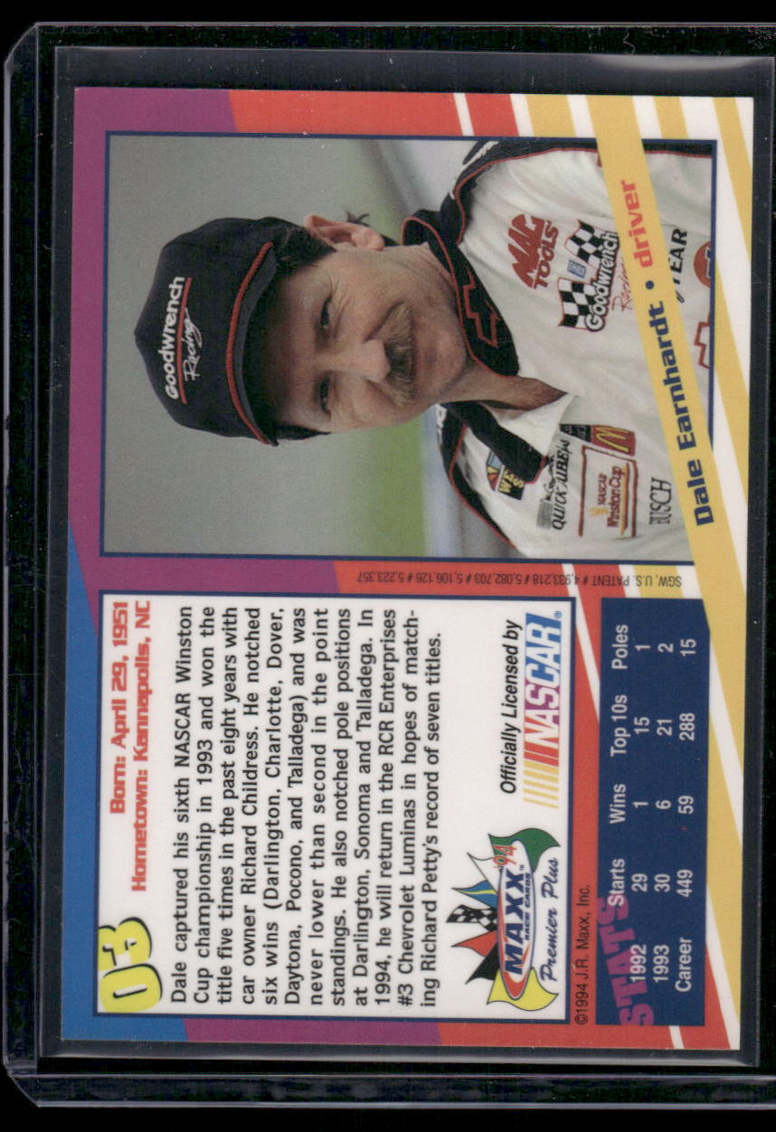 1994 Maxx Dale Earnhardt #185 Auto Racing