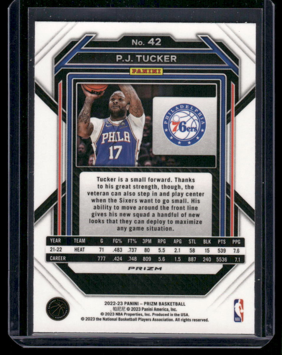 2022-23 Panini Prizm Basketball P.J. Tucker #42 Red Sparkle Basketball