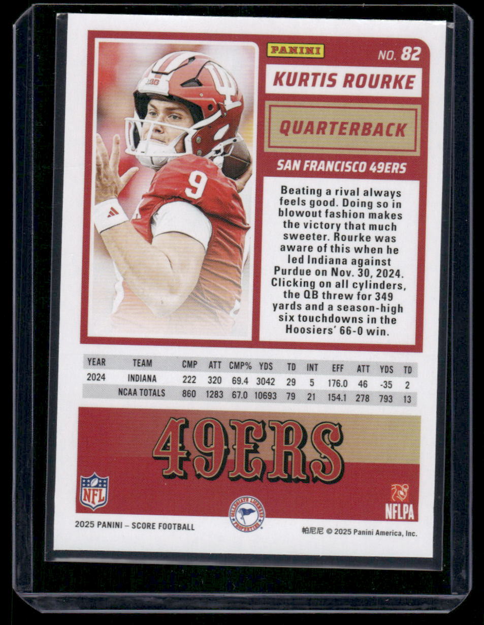 2025 Panini Score Rookie Kurtis Rourke #82 RC Football